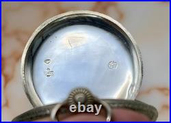 TITAN Swiss Pocket Watch Solid Silver 0.800 15 Jewels Floral Engraved Case