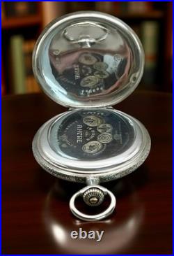 TITAN Swiss Pocket Watch Solid Silver 0.800 15 Jewels Floral Engraved Case