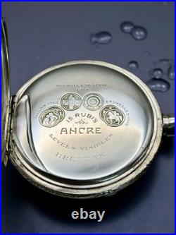 TITAN Swiss Pocket Watch Solid Silver 0.800 15 Jewels Floral Engraved Case