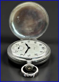 TITAN Swiss Pocket Watch Solid Silver 0.800 15 Jewels Floral Engraved Case