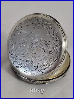 TOC Antique Handes Norton London Pocket Watch Silver SCM Case 13 Jewel Det-Lever