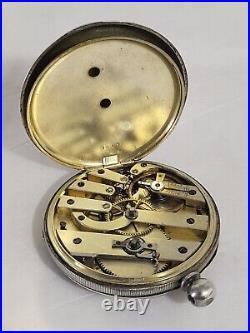 TOC Antique Handes Norton London Pocket Watch Silver SCM Case 13 Jewel Det-Lever