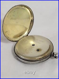 TOC Antique Handes Norton London Pocket Watch Silver SCM Case 13 Jewel Det-Lever