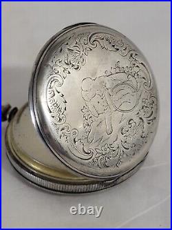 TOC Antique Handes Norton London Pocket Watch Silver SCM Case 13 Jewel Det-Lever