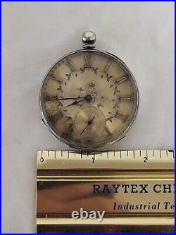 TOC Antique Handes Norton London Pocket Watch Silver SCM Case 13 Jewel Det-Lever