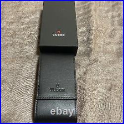 TUDOR Watch Travel Storage Case Black Leather Red Fabric Pouch In Box