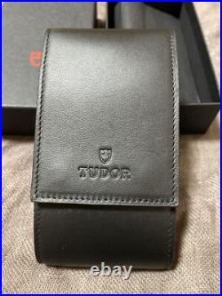 TUDOR Watch Travel Storage Case Black Leather Red Fabric Pouch In Box