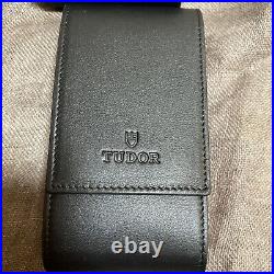 TUDOR Watch Travel Storage Case Black Leather Red Fabric Pouch In Box
