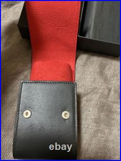 TUDOR Watch Travel Storage Case Black Leather Red Fabric Pouch In Box