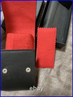 TUDOR Watch Travel Storage Case Black Leather Red Fabric Pouch In Box