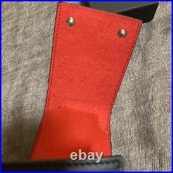 TUDOR Watch Travel Storage Case Black Leather Red Fabric Pouch In Box