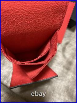 TUDOR Watch Travel Storage Case Black Leather Red Fabric Pouch In Box