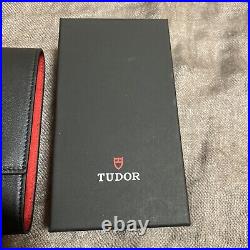 TUDOR Watch Travel Storage Case Black Leather Red Fabric Pouch In Box