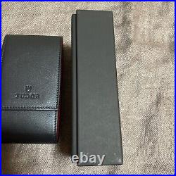 TUDOR Watch Travel Storage Case Black Leather Red Fabric Pouch In Box