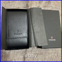 TUDOR Watch Travel Storage Case Black Leather Red Fabric Pouch In Box