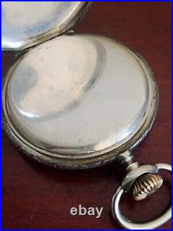 Tavannes 0.900 Silver Case Swiss Pocket Watch. Works On And Off. Needs Fixing