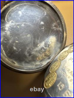 Tavannes Open Face Pocket Watch 800 Silver Case Ancre de Precision RUNS 51mm 15J