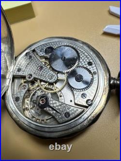 Tavannes Open Face Pocket Watch 800 Silver Case Ancre de Precision RUNS 51mm 15J