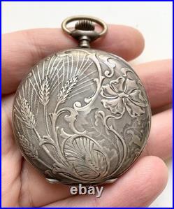 Tavannes (Schwob Freres& Co) Silver 0.800 Vintage Pocket Watch Hunter case Works