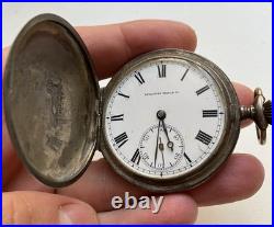 Tavannes (Schwob Freres& Co) Silver 0.800 Vintage Pocket Watch Hunter case Works