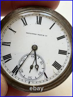 Tavannes (Schwob Freres& Co) Silver 0.800 Vintage Pocket Watch Hunter case Works