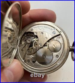 Tavannes (Schwob Freres& Co) Silver 0.800 Vintage Pocket Watch Hunter case Works