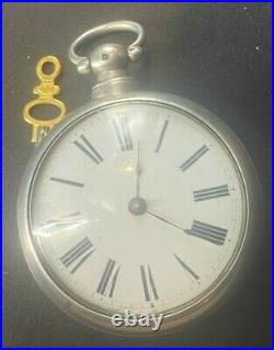 Thomas Bell Verge Fusee Pocket Watch Sterling Silver Pair Case, running strong