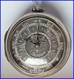 Thomas Coote Dublin Verge Fusee-Silver Champleve Dial Silver Pair Cases1730c