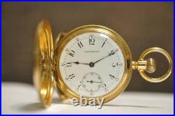 Tiffany & Co. 18KSolid Gold Hunter Case Pocket Watch Antique Manual 1920 46mm JP