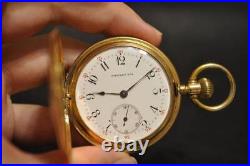 Tiffany & Co. 18KSolid Gold Hunter Case Pocket Watch Antique Manual 1920 46mm JP