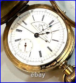 Tissot, Chronograph with Power Reserve Hunter Case Pocket Watch 57mm, For Repairs