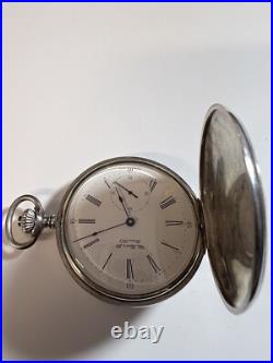 Tissot Sterling Silver Hunting Case Cal 6498 17J S16 ETA Movement Pocket Watch