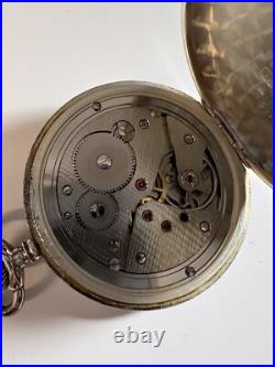 Tissot Sterling Silver Hunting Case Cal 6498 17J S16 ETA Movement Pocket Watch