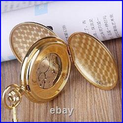 Tourbillon Phase Moon Double Gold Case Manual winding mechanical pocket watch