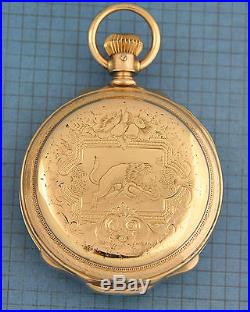 Tremendous 1893 BOX HINGE Elgin FANCY MULTI COLOR DIAL Hunting Case Pocketwatch