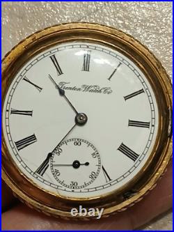Trenton Watch Company Gold Filled Pocket Watch 7j 6s Case Runs Great