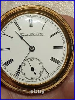 Trenton Watch Company Gold Filled Pocket Watch 7j 6s Case Runs Great
