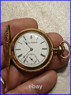 Trenton Watch Company Gold Filled Pocket Watch 7j 6s Case Runs Great