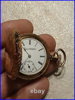 Trenton Watch Company Gold Filled Pocket Watch 7j 6s Case Runs Great