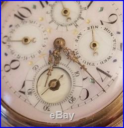 Triple Calendar Fancy Dial Pocket Watch OF GF Case, Ca. 1905. Nice Cosmetic Cond