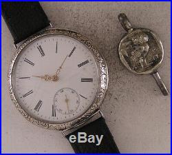 UNIQUE SILVER CASE ALL Original Just Serviced Swiss RHEA 1880 Wrist Watch A+A+