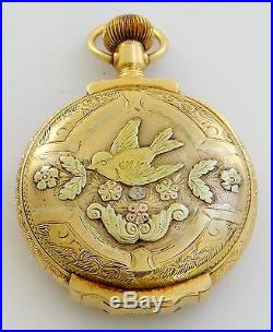 US Watch Co, Waltham, lady's pendant watch, 14K multicolor gold case rf51497