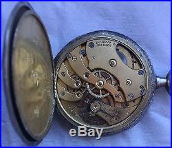 U. Nardin Pocket Watch open face silver carved case 51 mm. In diameter