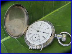 U. S. Made 1892 Antique Waltham Pocket Watch 11 jewels, Coin Silver hunter case
