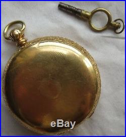 Ulysse Nardin Pocket Watch Key Wind 18K solid gold hunter case enamel dial
