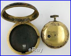 Underpainted horn pair cased verge pocket watch, c1770