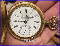 Union Watch Co Pocket Watch Railroad Grade Highly Jeweled Napoleon 14k GF Case