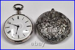 Unique Verge Fusee Pocket Watch Double Case, Coat Of Arms Of Great Britain