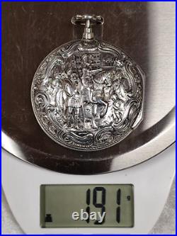 Unique Verge Fusee Pocket Watch Double Case, Coat Of Arms Of Great Britain