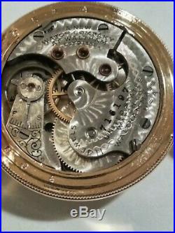 United States watch co. RARE Fancy Dial 11 jewels 14K. Gold filled hunter case